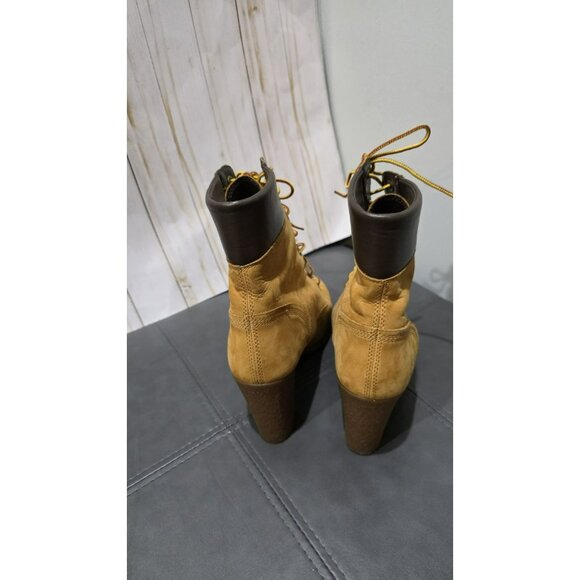 Timberland Boots Heeled Boots Wheat Leather Womens Size 9 Lace Tie 8715A Glancy - Picture 7 of 10